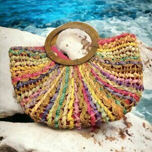 BoHo straw beach bag purse